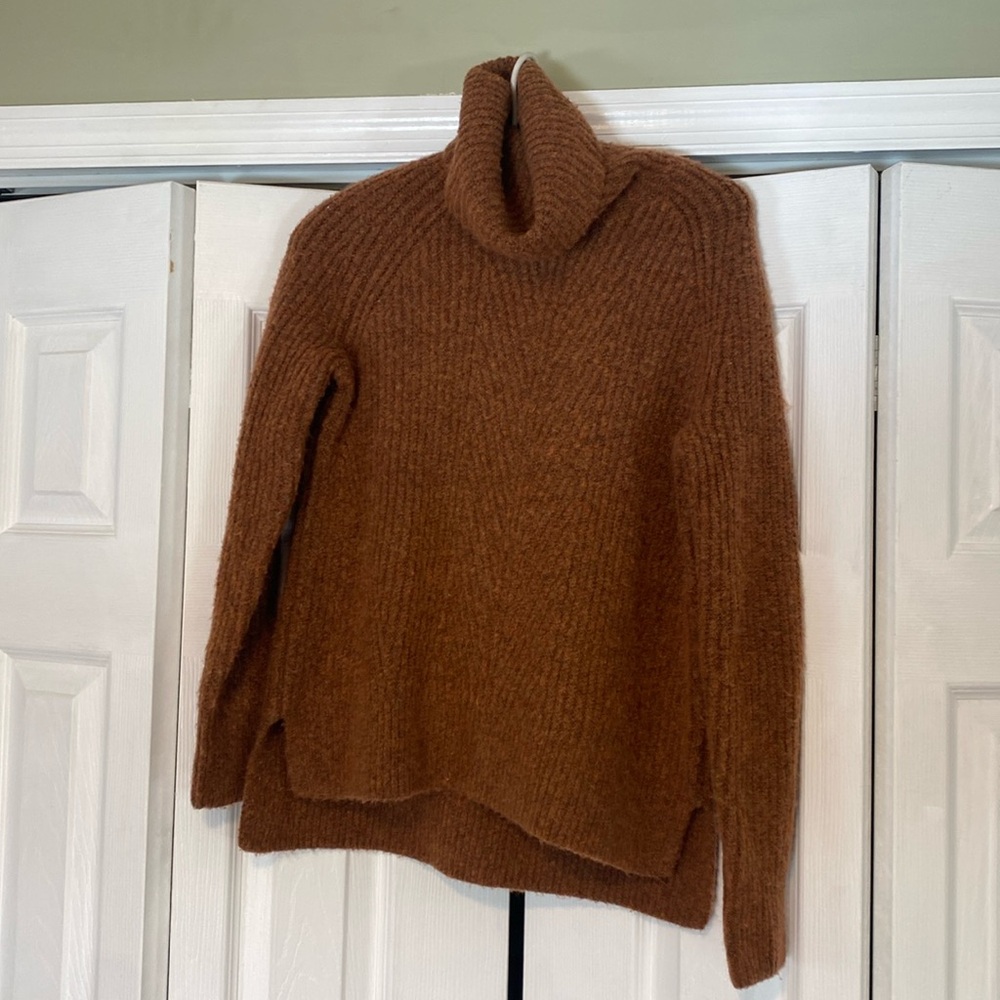 Madewell xs wool long sleeve turtleneck brown multi colored sweater